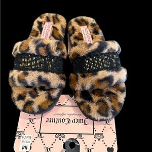 Juicy Coutu Gravity Faux fur leopard Slippers